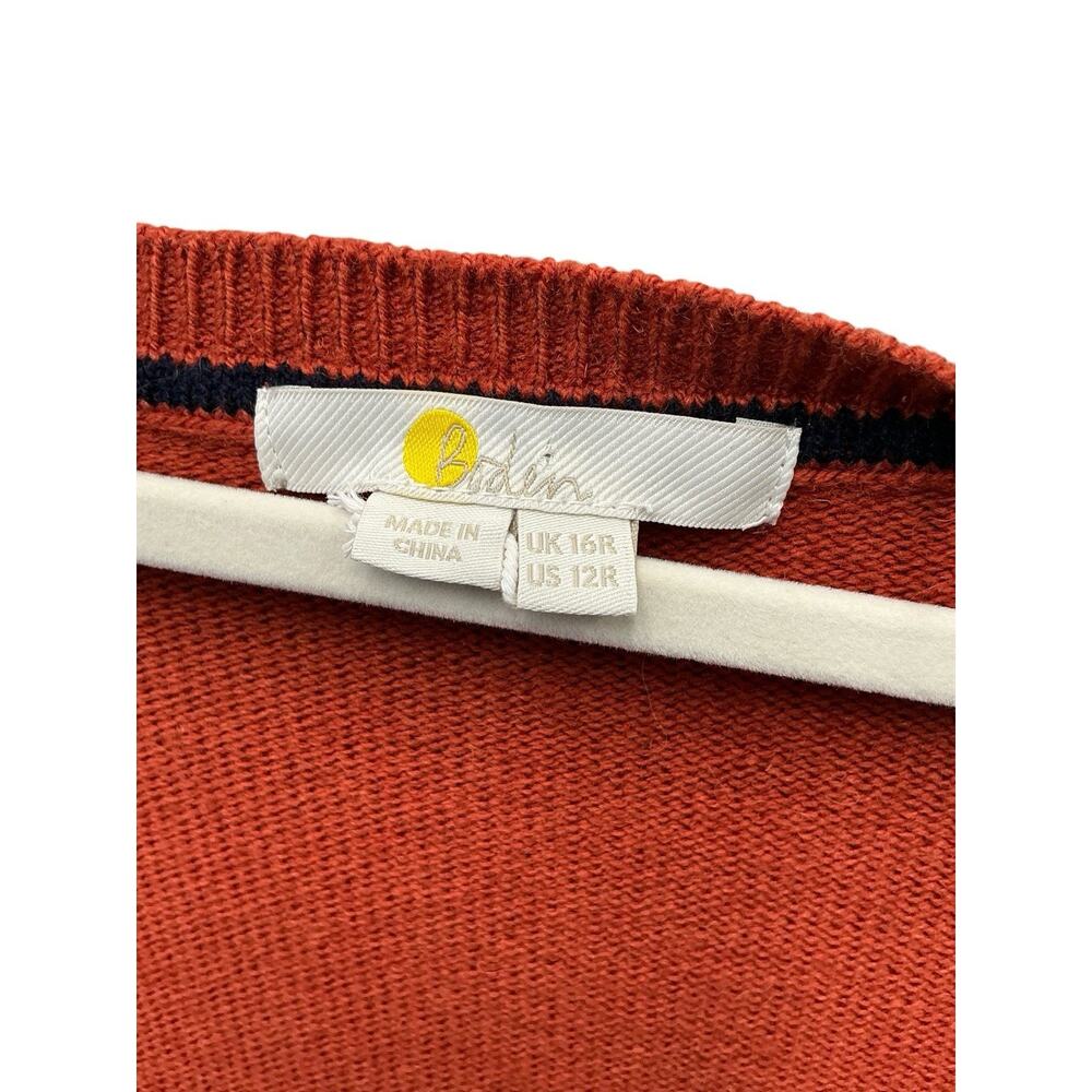 Boden Rust Orange Ribbed Knit Scoop Neck Midi Dress Womens US 12R - Picture 12 of 13